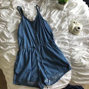 old navy denim print romper